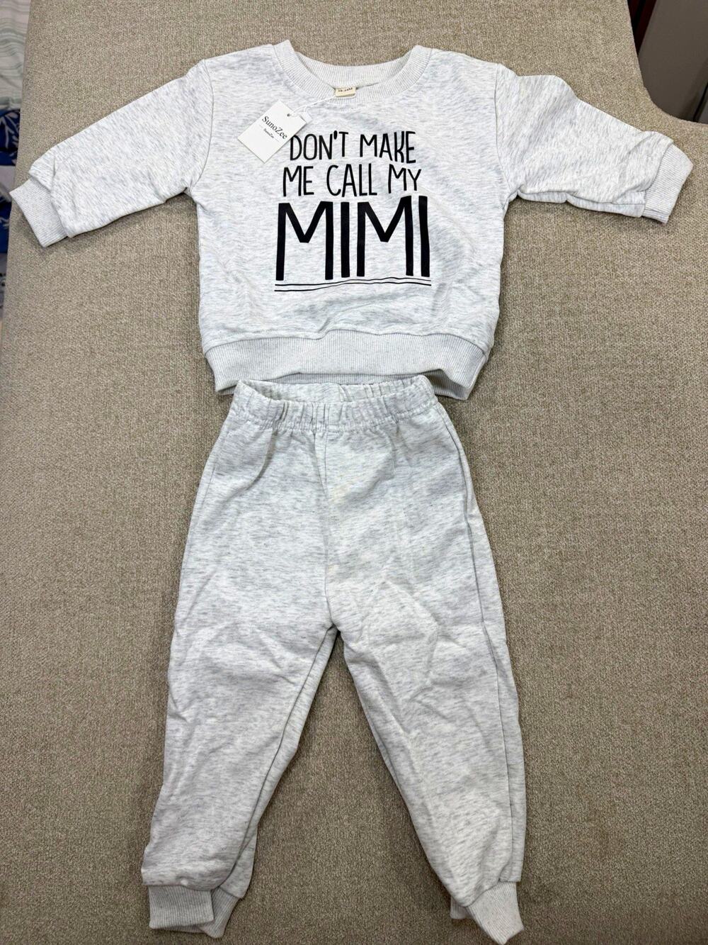 SunoZee 18-24M Gray 2pc Outfit Set Sweatshirt & Pants "Don't Call My Mimi"